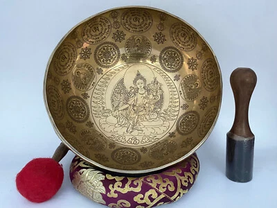 10"-15"  Hand-Hammered Medicine Buddha Carved Tibetan Singing Bowl –Premium bowl - Image 1 of 4