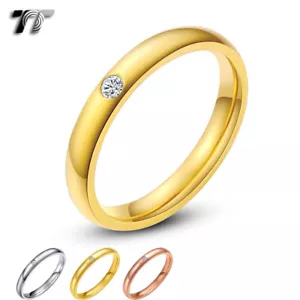 TT 3mm Dazzling Stainless Steel Eternity CZ Wedding Band Ring Size 5-13 R116 - Picture 1 of 4