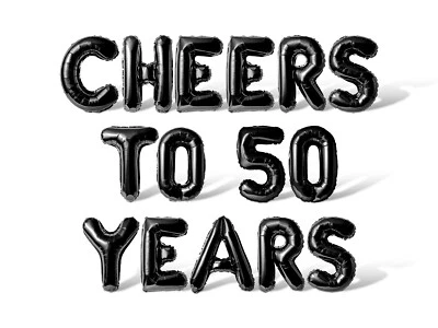 Banner balão carta CHEERS TO 50 YEARS - Decorações de festa de 50 anos - Imagem 1 de 4