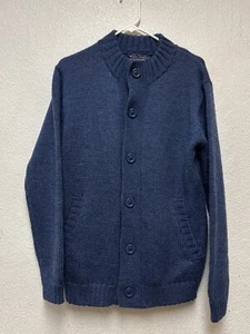 Woolovers Men’s Cardigan Sweater Blue Heather Button Zipper British Wool Sz S - Picture 1 of 7