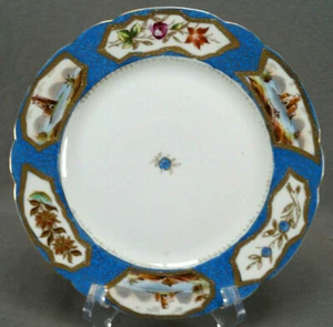 Set of 3 Austrian Hand Painted Maritime Scene & Flowers Blue Raised Gold Plates - Picture 1 of 12