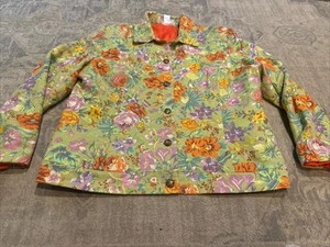 Coldwater Creek Green Multi Floral Jacket Plus Gr. 2X XXL Damen gefüttert Bohemian - Bild 1 von 5