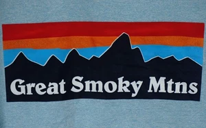 GREAT SMOKY MTNS T SHIRT TEE BLUE SMOKEY MOUNTAINS RANGE SUNSET MENS SIZE L  - Picture 1 of 5