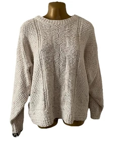 De colección Algodón Puerto Waffle Tejido Talla Grande Pescador Grueso Crema Copo de Nieve EE. UU. - Imagen 1 de 8