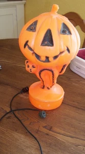 Vintage Jack O Lanterna Zucca e Gatto Soffiaggio Stampo Luce Bayshore 13" TESTATO E FUNZIONANTE! - Foto 1 di 3