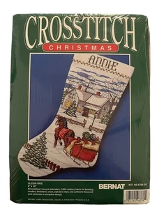 Bernat Schlittenfahrt gezählt Kreuzstich Strumpf Set personalisiert Name - Bild 1 von 2