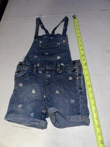 Cat & Jack Heart Overalls Child Girl Size 6/6X Small Button Up Overalls - Picture 1 of 5