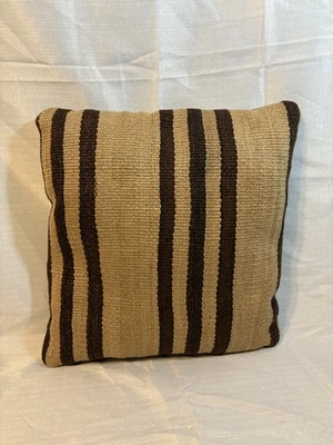 Capa de travesseiro Kilim, travesseiro turco Kilim, travesseiro marrom 14"x14", travesseiro Kilim - Imagem 1 de 4