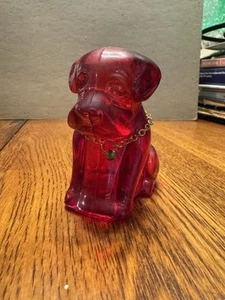 Vintage Federal Glass Red Mopey Dog Candy Holder - Picture 1 of 7