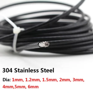 PVC Plastic Coated A2 Stainless Steel Wire Rope Cable Dia 1/1.2/1.5/2/3/4/5/6mm - Picture 1 of 6