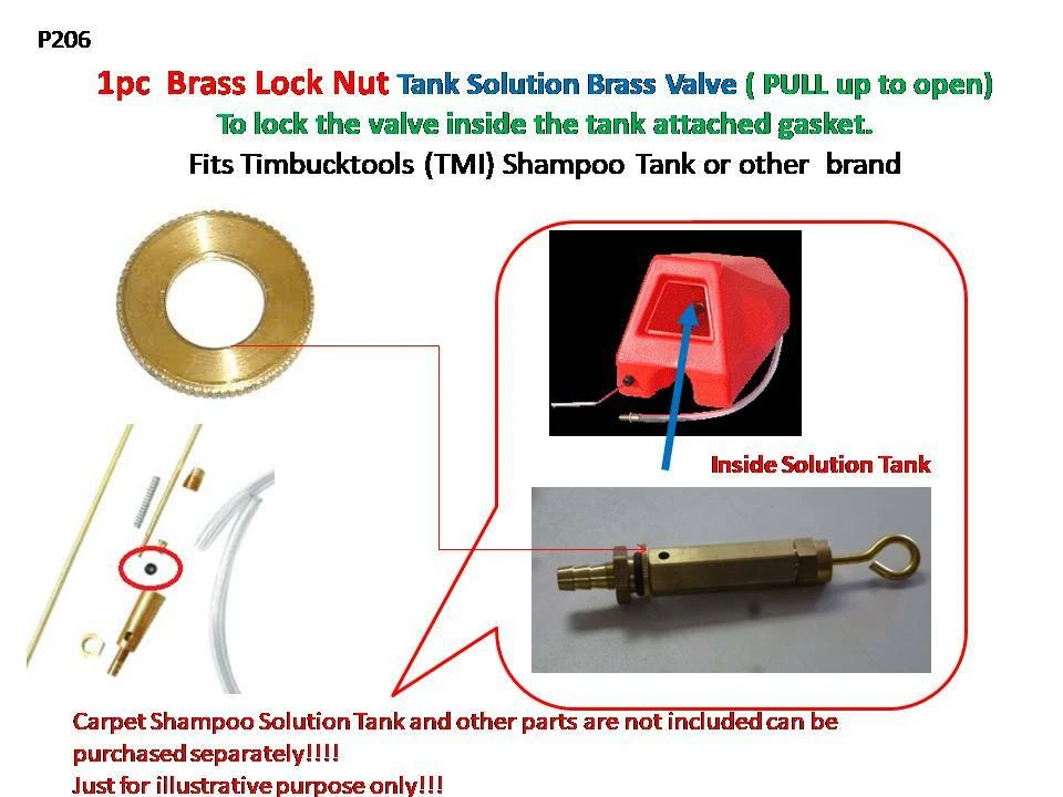 1pc Brass Lock Nut  Shampoo Solution Tank brass Valve pull up open carpet clean - Image 1 of 4