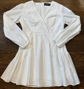 Mink Pink Julia Mini Dress Long Sleeve Fit&Flare Design 100% Cotton Graduation - Picture 1 of 6