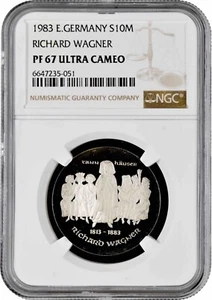 Germany - GDR 10 mark 1983, NGC PF67 UC, "100th Ann. - Death of Richard Wagner" - Picture 1 of 2
