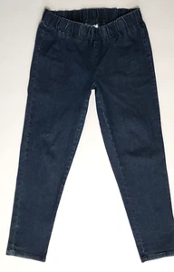 Soft Surroundings Petite Jeans Sz M Elastic Waist Pull On Dark Denim Tapered Leg - Picture 1 of 7