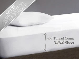 400 THREAD COUNT 100% EGYPTIAN COTTON EXTRA DEEP FITTED SHEET 16" 40CM DROP  - Picture 1 of 4