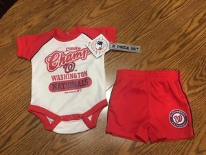 Washington Nationals MLB Baby Boy 2-Piece Bodysuit/Shorts Set 0-3 Months - NWT - Picture 1 of 7