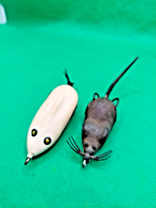 Old lure Vintage rubber topwater lures Two great Big Bass catchers, two mice.