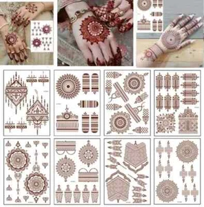 Transferencia de encaje henna roja mano brazo tatuaje mehandi pegatina arte tatuaje temporal 3 - Imagen 1 de 23