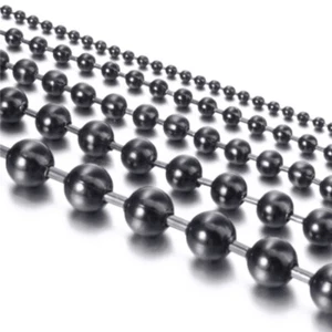 1.5-12mm Men Women Stainless Steel Round Ball Bead Chain Black Necklace Bracelet - Picture 1 of 12