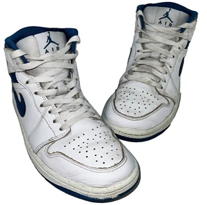 Nike Air Jordan Mens Hi-Top Sneakers White/Blue US 7.5, UK 6.5, EUR 40.5 - Picture 1 of 14