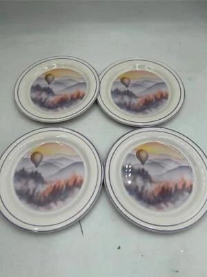 4)  SANGO   WHIMSEY   SALAD PLATES   BALLOON OVER MOUNTAINS   1985 - Image 1 of 3