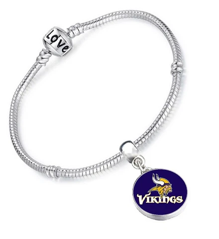 Minnesota Vikings Womens Silver Snake Link Bracelet Football Gift D13 Cover