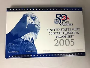 2005 S Proof State Quarter Set Gem DCam Original Box & COA 5 Coins CN Clad  - Picture 1 of 5