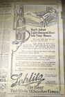 JAN 30, 1913 NEWSPAPER PAGE #8675- PRE-PROHIBITION BEER AD- SCHLITZ- KEPT PURE