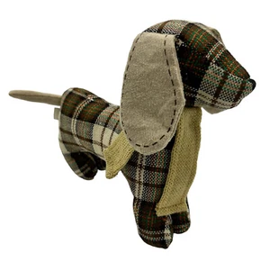 Plaid Dachshund Decorative Plush Weenie Dog Weiner Dog Puppy Dog Stuffed Animal - Picture 1 of 10