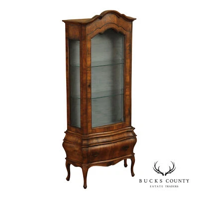 Italian Rococo Style Walnut Bombe Vitrine - Image 1 of 4