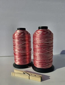 Red Pink And White Ombre Embroidery Sewing Thread 2pk Christmas Candy Cane Color - Picture 1 of 3