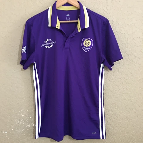 Adidas Orlando City SC Climalite Womens Large Purple Polo Shirt Jersey Cover