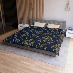 Eleganter Marine Gold Mikrofaser Bettbezug | Luxuriöse Bettwäsche, Wohnkultur - Bild 1 von 25