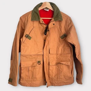 Bodega Field Jacket Small Tan Canvas Corduroy Collar Red Lining Utility Workwear - Picture 1 of 9