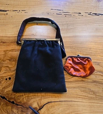 Cartera vintage Rosenfeld Saks Fifth Avenue y monedero de cambio de satén a juego - envejecido Foto 1 de 4