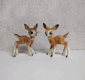 Set MID CENTURY Keramik Vintage Hirsch Figur große Augen anthromorph Weihnachten - Bild 1 von 24