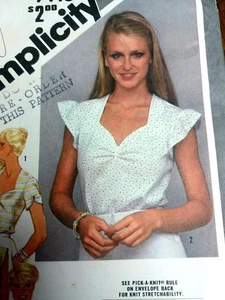 Vintage 80er Simplicity 9916 Pullover Bluse Top Zeiterspar Schnittmuster ungeschnitten - Bild 1 von 5