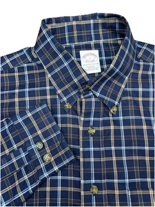Brooks Brothers 1818 Supima algodón manga larga botones a cuadros grande para hombre” - Imagen 1 de 7