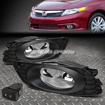 FOR 2012 HONDA CIVIC SEDAN 4-DR FG CLEAR LENS OE DRIVING FOG LIGHT LAMP+SWITCH - Image 1 of 4