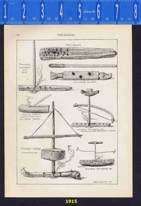Techniques for Fire-Making - 1915 Children's Illustration - Picture 1 of 2