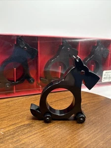 4 Restaurierungsbeschläge schwarz Acryl Scottie Hund Serviettenring Halter, Neu im Karton - Bild 1 von 6