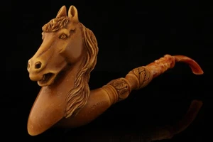 srv - Cavallo intagliato da Kenan Block Meerschaum Pipe con custodia 15474 - Foto 1 di 11