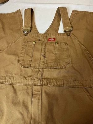 Mono con tirantes Dickies para hombre 44x32 marrón de lona de pato ropa de trabajo carpintero al aire libre Foto 1 de 4