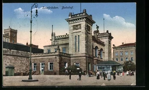 Saarbrücken, Ansichtskarte, Bahnhof 1916  - Picture 1 of 2