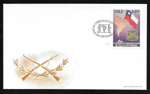 F3422 CHILE SOUTH AMERICAN CONGRESS OF UNIFORMED POLICE FDC ARMAMENTS 1981 FLAG - Picture 1 of 1