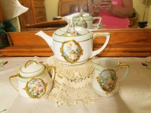 Antique Vintage Germany Bavaria Hand Painted Rose Tea Set - Picture 1 of 9