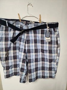 Swiss Cross Pack 23 Blue plaid belted shorts Size 50 NWT - Picture 1 of 6