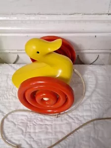 Vintage Ambi Toys Baby Kids Yellow Duck With Pulling String Toy Makes Sound Cute - Picture 1 of 13