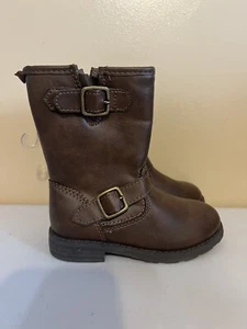 AG78 Carters Brown Riding Boots Double Buckle Shoes Toddler Girls Size 8 - Picture 1 of 7