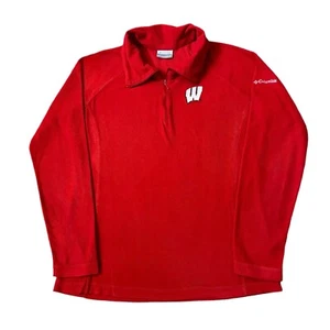 Columbia Wisconsin Badgers Pullover Jacket 1/4 Zip Medium Unisex Red Long Sleeve - Picture 1 of 9